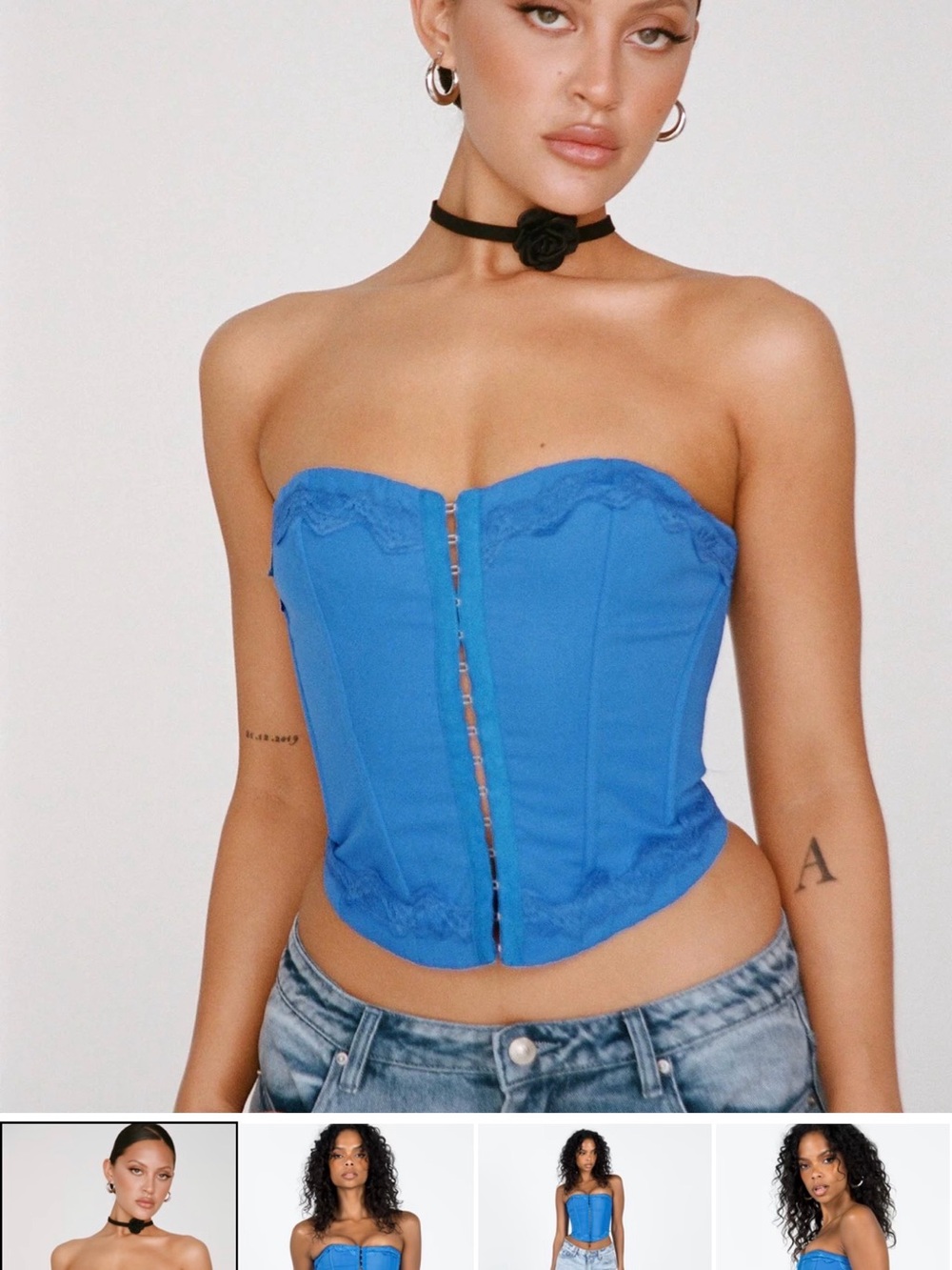 Princess Polly Cobalt Blue Strapless Corset Top